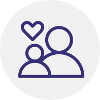 icon of of grown person, child, and heart